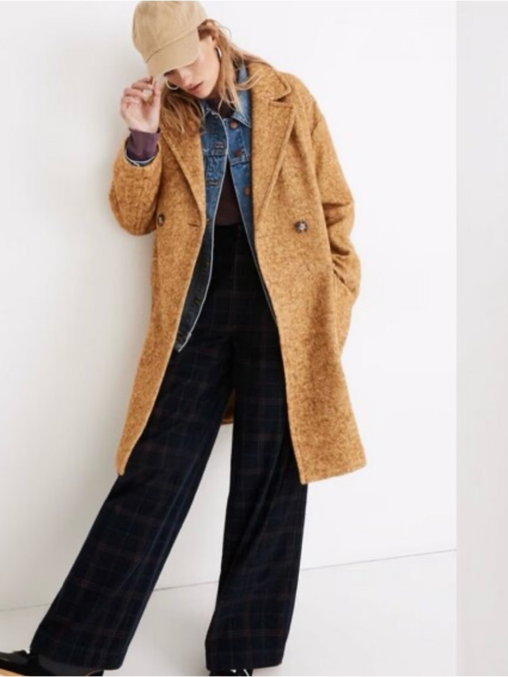 Madewell Golden Mustard Textured Double-Breasted Pea Coat